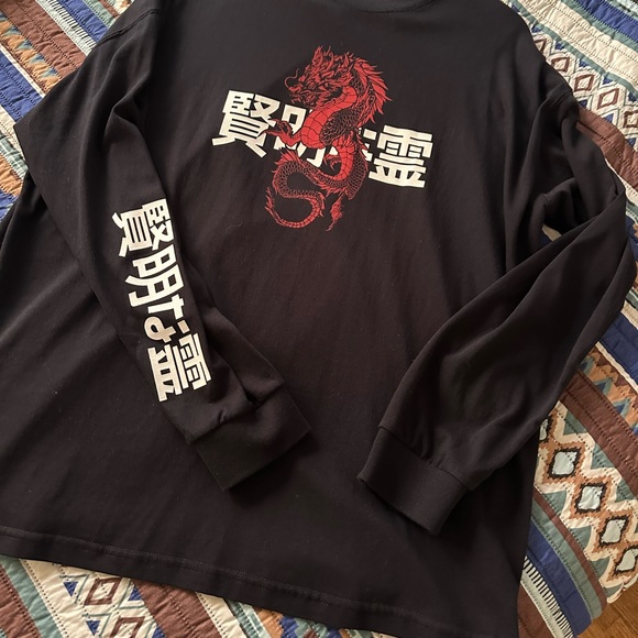 3/50$ Black long-sleeve / size large / unisex / drop shoulder sweater - Picture 7 of 12